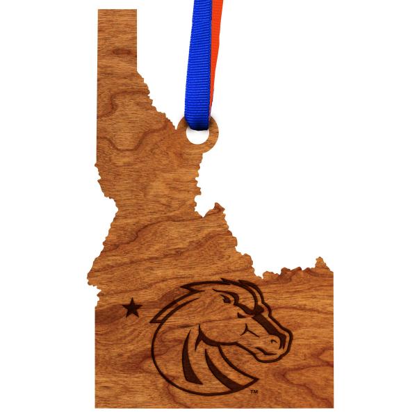 Boise State University - Ornament - State Map with Bronco Head