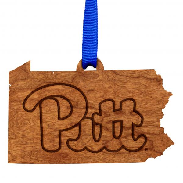 Pittsburgh - Ornament - State Map with Script "PITT"