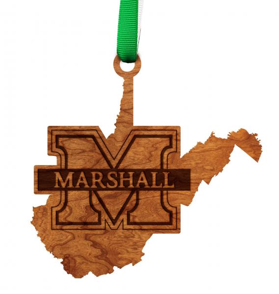 Marshall University - Ornament - State Map with Block M