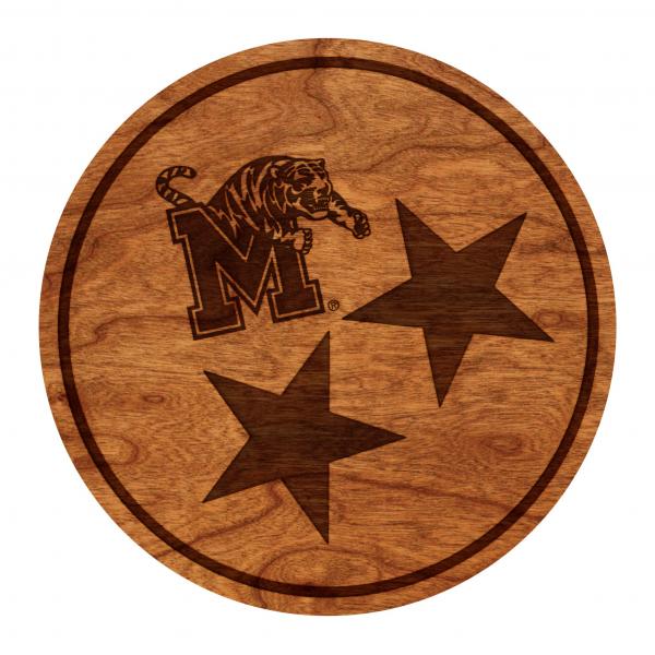University of Memphis Tigers Coaster Tri Star with Block M and Tiger