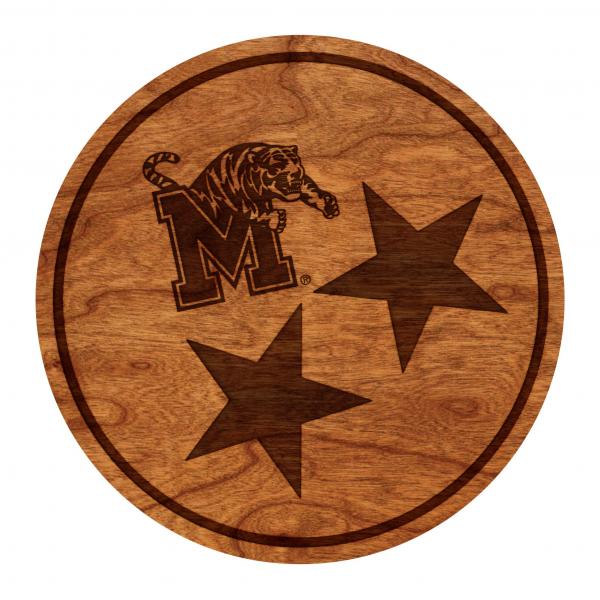 University of Memphis Tigers Coaster Tri Star with Block M and Tiger picture