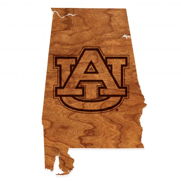 Auburn - Wall Hanging - State Map - AU Block Letters