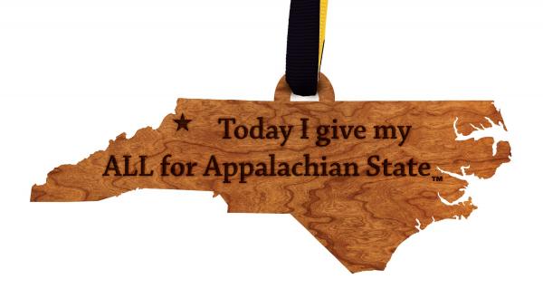 Appalachian State - Ornament - State Map - Today I Give My All