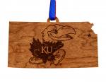 Kansas - Ornament - State Map with Jayhawk