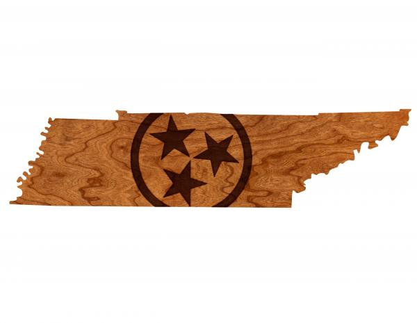 Wall Hanging - State Map - TN Map with Tri Star Logo - Standard Size