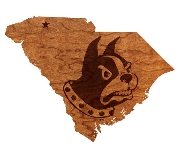 Wofford College - Wall Hanging - State Map - Terrier Head Cutout