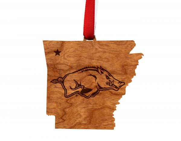 Arkansas - Ornament - State Map with Razorback
