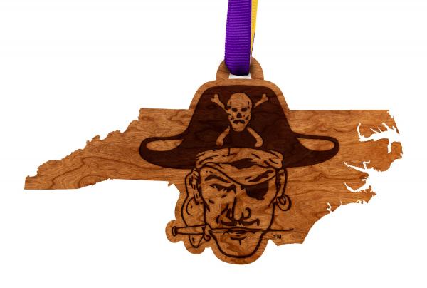 East Carolina University - Ornament - State Map - Vault Pirate Head with Knife