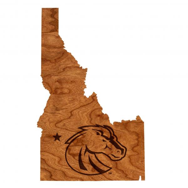 Boise State University - Wall Hanging - State Map with Bronco Head