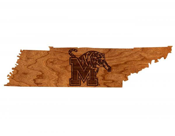 Memphis - Wall Hanging - State Map - Block M with Tiger