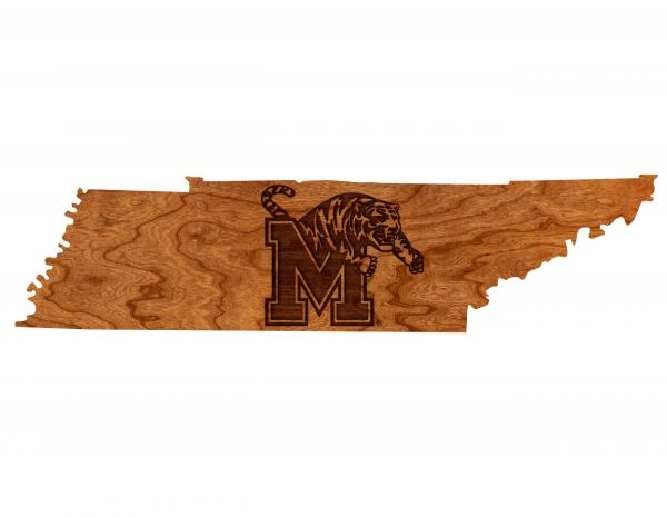 Memphis - Wall Hanging - State Map - Block M with Tiger picture