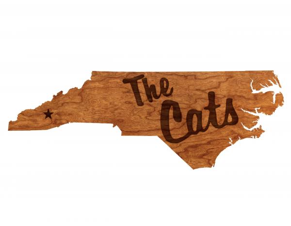 Western Carolina University - Wall Hanging - State Map - "The Cats" Text Logo picture