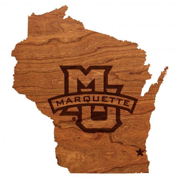 Marquette University - Wall Hanging - State Map with MU Logo