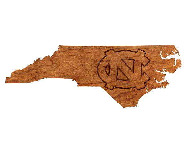 UNC Chapel Hill - Wall Hanging - State Map - Interlocked NC - Standard Size