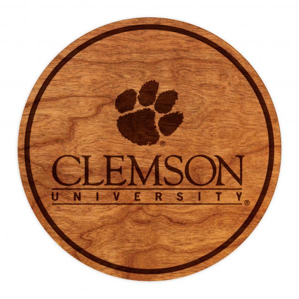 Clemson Tigers Coaster Tiger Paw over Full Name
