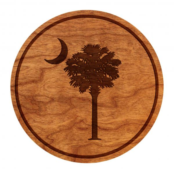 Coasters - Palmetto Tree and Moon Only No State Map - Cherry - (4-Pack)