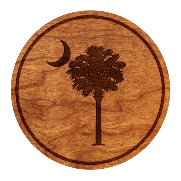 Coasters - Palmetto Tree and Moon Only No State Map - Cherry - (4-Pack) picture