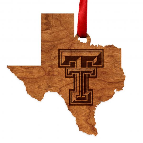 Texas Tech - Ornament - State Map with TT Logo