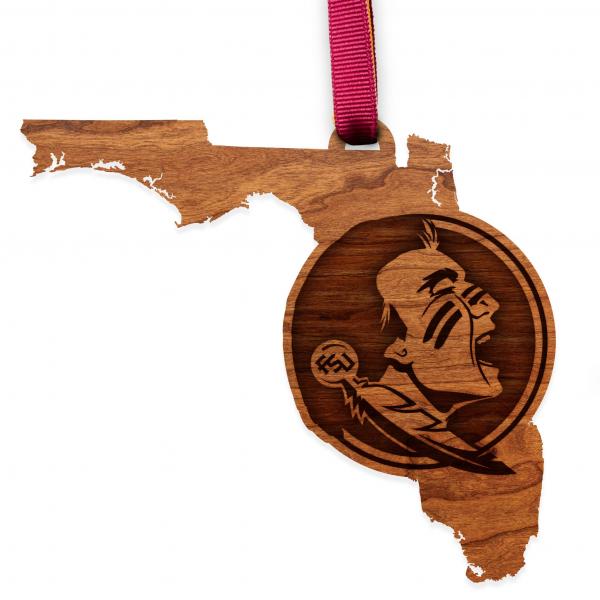 FSU - Ornament - State Map with Seminole