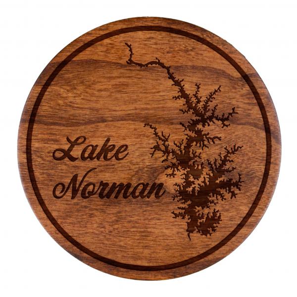 Coasters - Lake Norman Outline with Name - Cherry - (4-Pack)