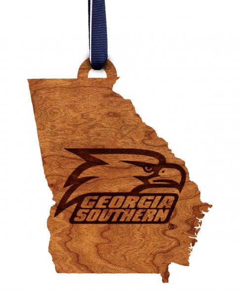 Georgia Southern University - Ornament - State Map with Eagle Head Logo