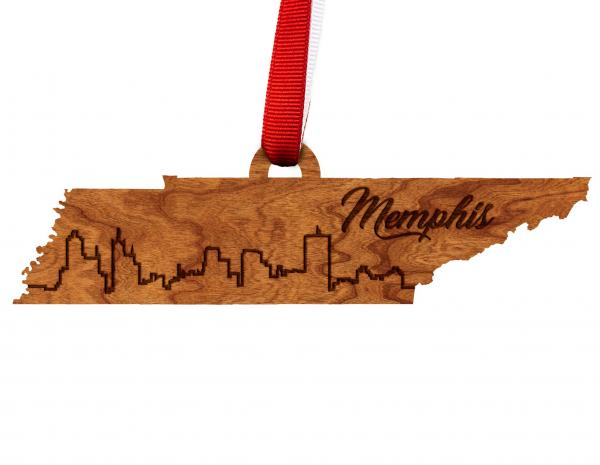 Ornament - Skyline - Memphis - Red and White Ribbon