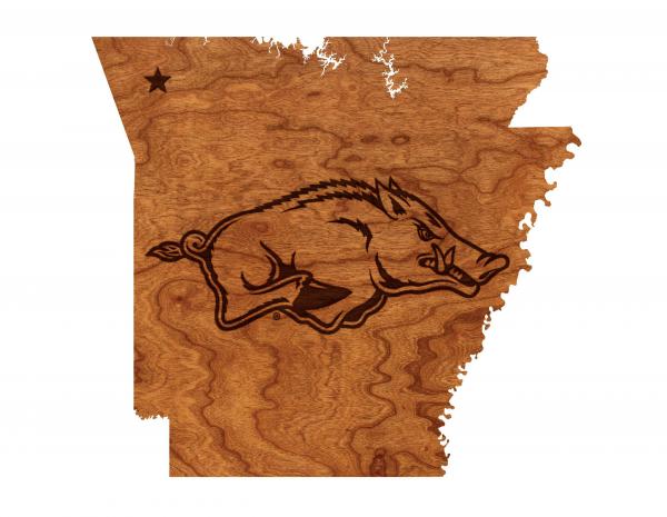 Arkansas - Wall Hanging - State Map with Razorback picture