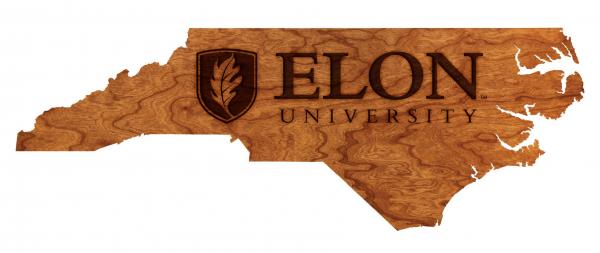 Elon University -  Wall Hanging - State Map - Elon University with Leaf
