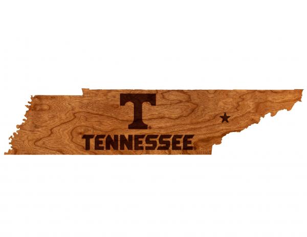 Tennessee - Wall Hanging - State Map - Block T over Tennessee