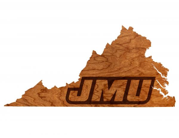 James Madison University - Wall Hanging - State Map - Virginia with "JMU" Letters Cutout