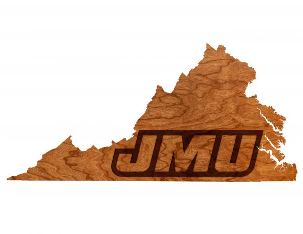 James Madison University - Wall Hanging - State Map - Virginia with "JMU" Letters Cutout picture