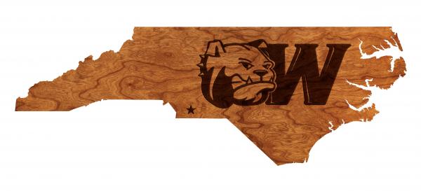 Wingate University - Wall Hanging - State Map with Bulldog and W picture