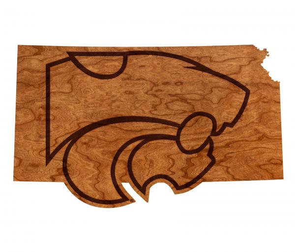 Kansas State University - Wall Hanging - State Map with Wildcat picture