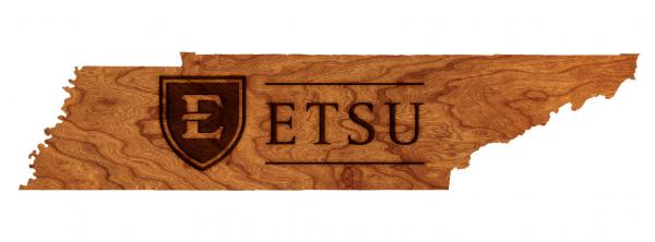 East Tennessee State University - Wall Hanging - State Map - ETSU with Shield Logo