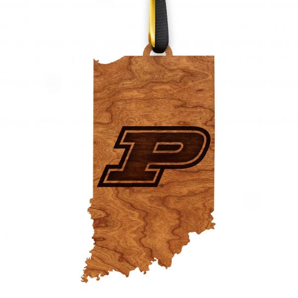 Purdue - Ornament - State Map with Purdue "P"