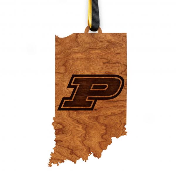 Purdue - Ornament - State Map with Purdue "P" picture