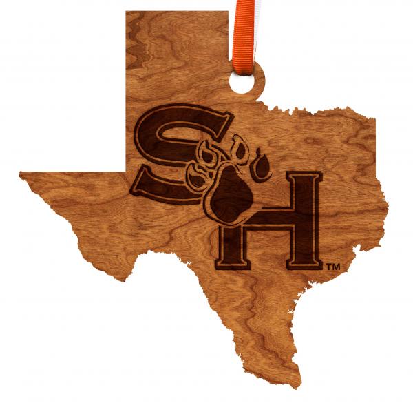Sam Houston State University - Ornament - State Map - SH with Paw on Texas