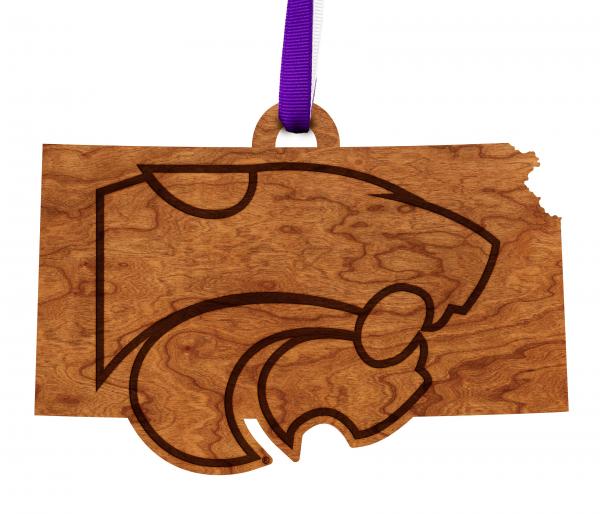 Kansas State University - Ornament - State Map with Wildcat