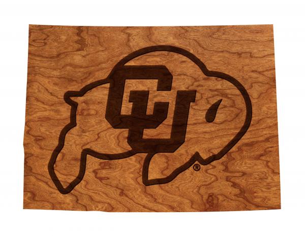 University of Colorado - Wall Hanging - State Map with Buffalo Logo