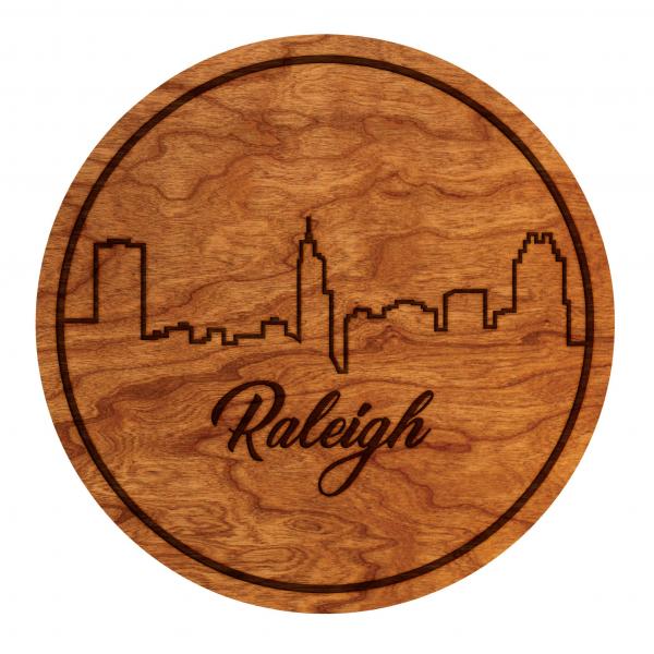 Coasters - Raleigh Skyline with "Raleigh" and No Acorn - Cherry - (4-Pack)