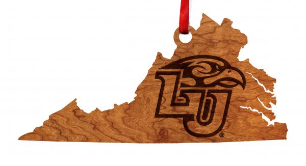 Liberty University - Ornament - State Map with Eagle over "LU" Block Letters