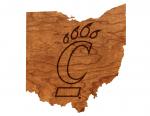 University of Cincinnati - Wall Hanging - State Map - Ohio with Bearcat C