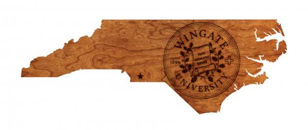 Wingate University - Wall Hanging - State Map with Wingate Seal