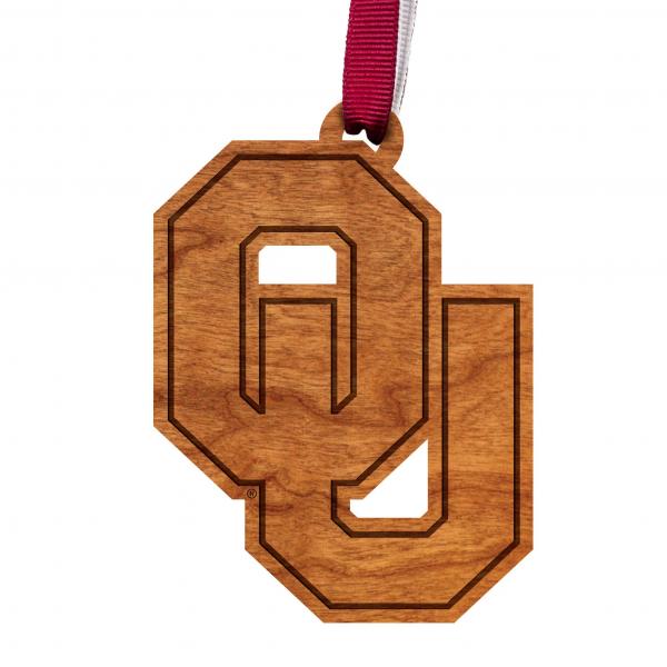 Oklahoma - Ornament - "OU" Block Letters - by LazerEdge