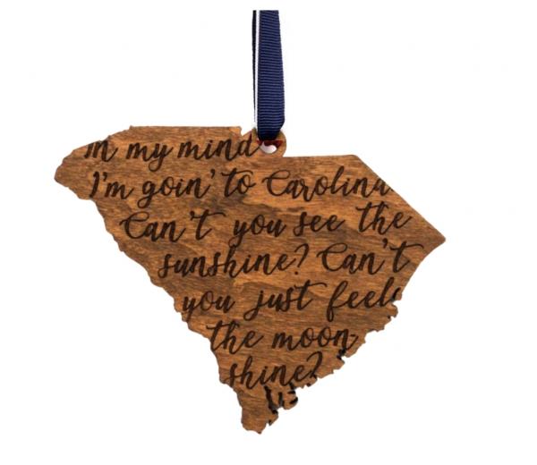 Ornament - "Carolina In My Mind" - SC - Navy Blue and White Ribbon