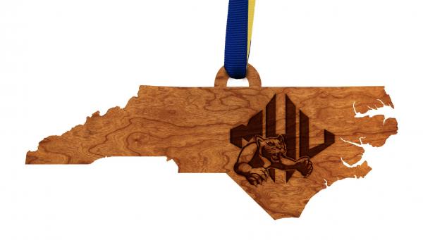 Mars Hill University - Ornament - Lion Head Athletic Logo on NC picture