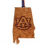 Auburn - Ornament - State Cutout with AU Block Letters