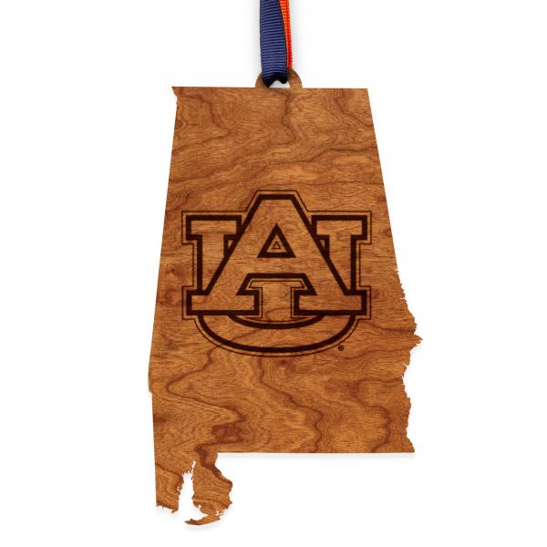 Auburn - Ornament - State Cutout with AU Block Letters picture