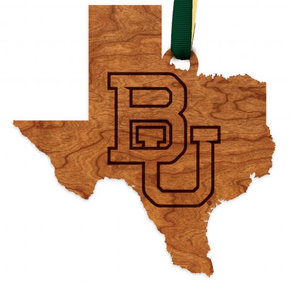 Baylor - Ornament - State Map with Block BU
