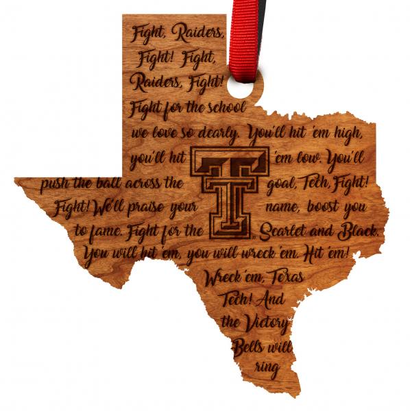 Texas Tech - Ornament - State Map with Fight Song picture